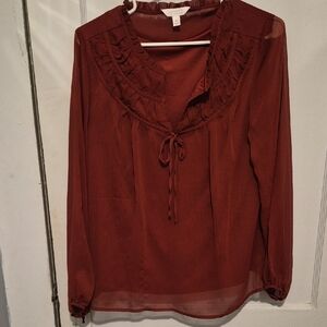 LC Lauren Conrad Rust Ruffled Blouse